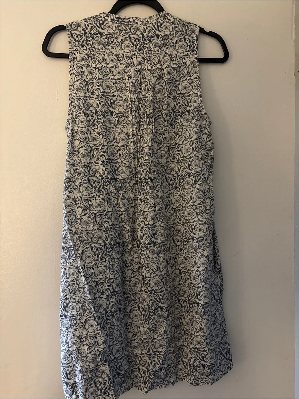 Faherty Isha Dress, Floral Blue Dress, Linen Blend, Pockets, Size XS - Picture 7 of 9